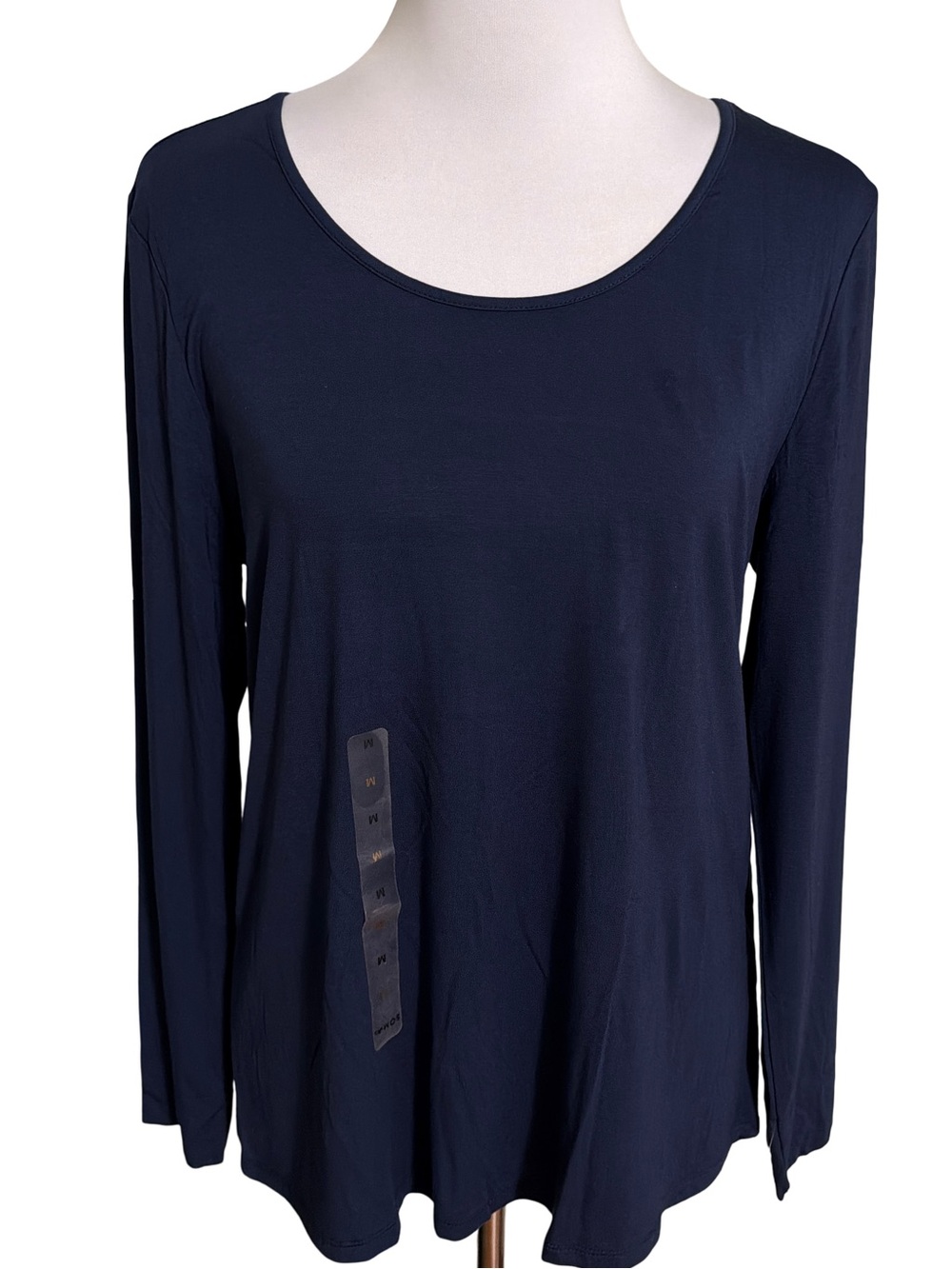 Soma Navy Scoop Neck Long Sleeve Top